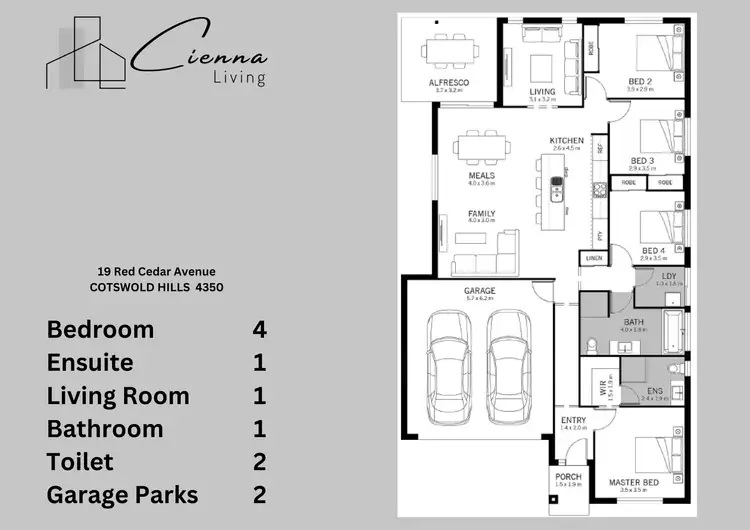 Floorplan of Homely house listing, 19 Red Cedar Avenue, Cotswold Hills QLD 4350