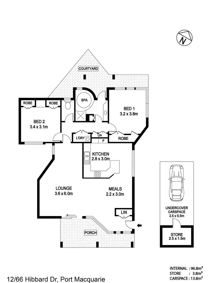 Floorplan of Homely unit listing, 12a/66 Hibbard Drive, Port Macquarie NSW 2444