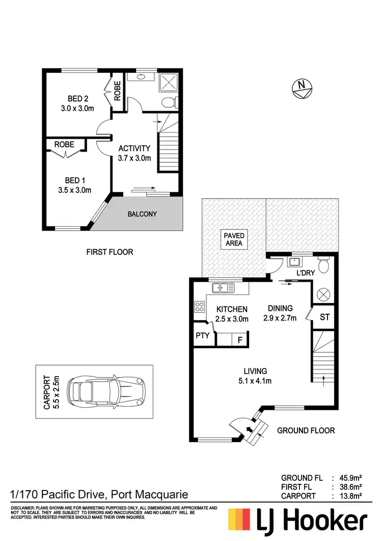 Floorplan of Homely house listing, 1/170 Pacific Drive, Port Macquarie NSW 2444