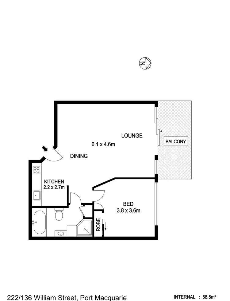 Floorplan of Homely unit listing, 222/136 William Street, Port Macquarie NSW 2444