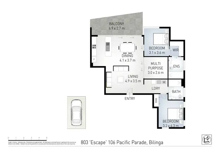 Floorplan of Homely apartment listing, 803/106 Pacific Parade, Bilinga QLD 4225