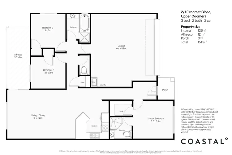 Floorplan of Homely semi-detached listing, 2/1 Firecrest Close, Upper Coomera QLD 4209