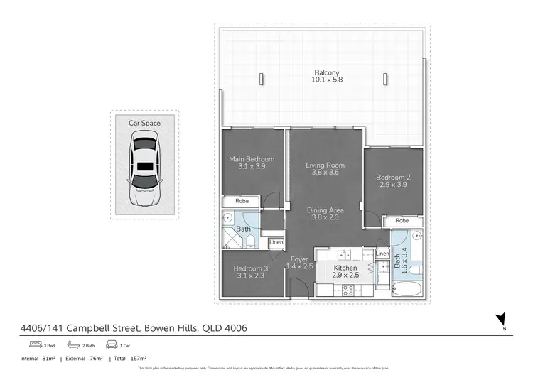 Floorplan of Homely apartment listing, 4406/141 Campbell Street, Bowen Hills QLD 4006