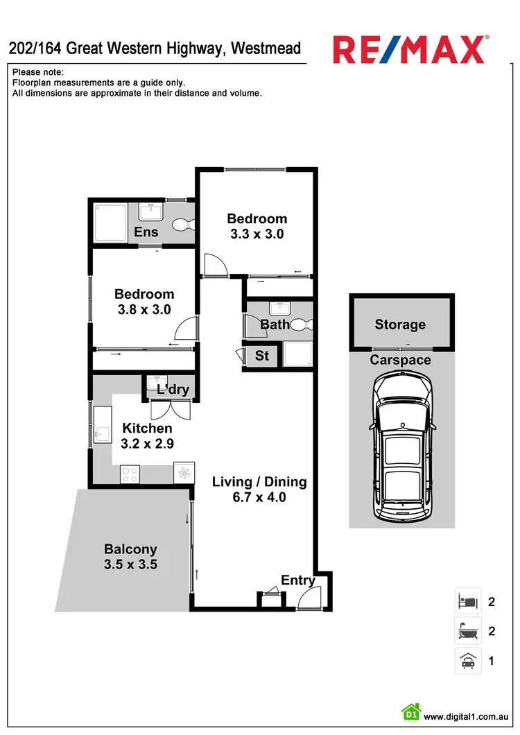 Floorplan of Homely apartment listing, 202/164 Great Western Highway, Westmead NSW 2145