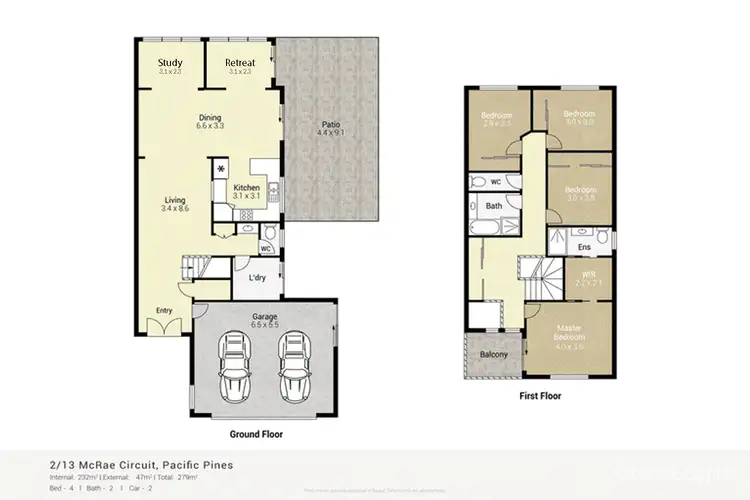 Floorplan of Homely semi-detached listing, 2/13 Mcrae Circuit, Pacific Pines QLD 4211