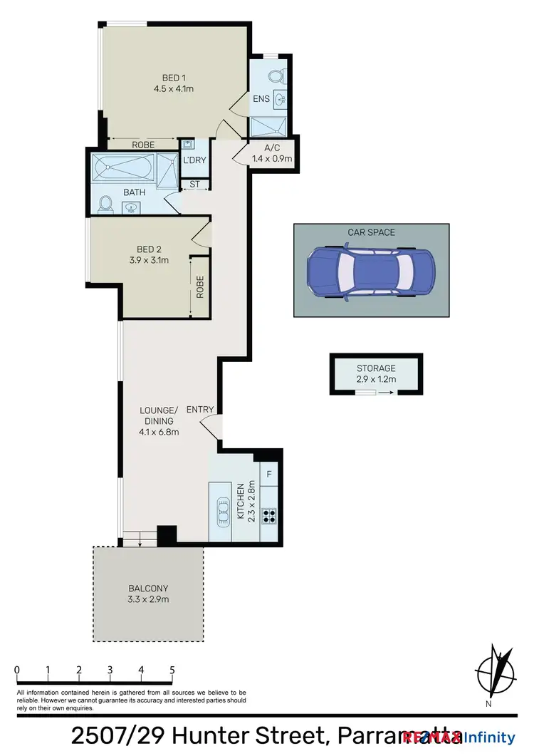 Floorplan of Homely apartment listing, 2507/29 Hunter Street, Parramatta NSW 2150