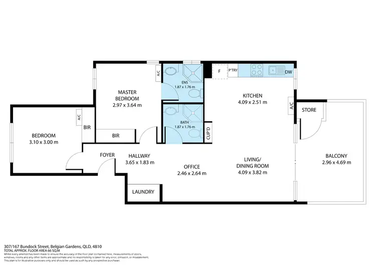 Floorplan of Homely unit listing, 307/167 Bundock Street, Belgian Gardens QLD 4810
