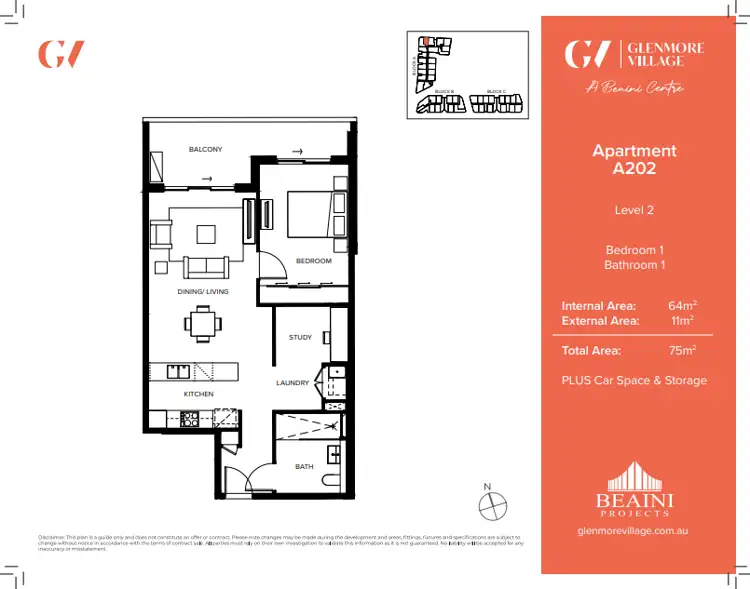 Floorplan of Homely unit listing, A202/90-98 Glenmore Ridge Drive, Glenmore Park NSW 2745