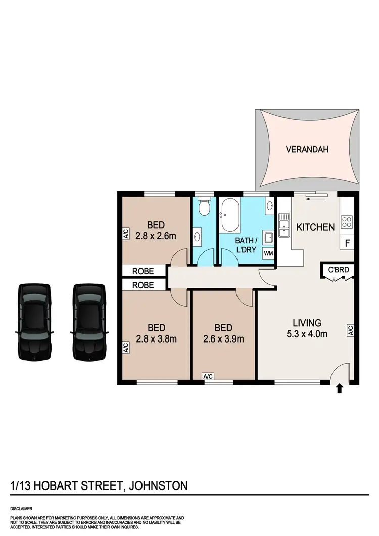 Floorplan of Homely unit listing, 1/13 Hobart Crescent, Johnston NT 832