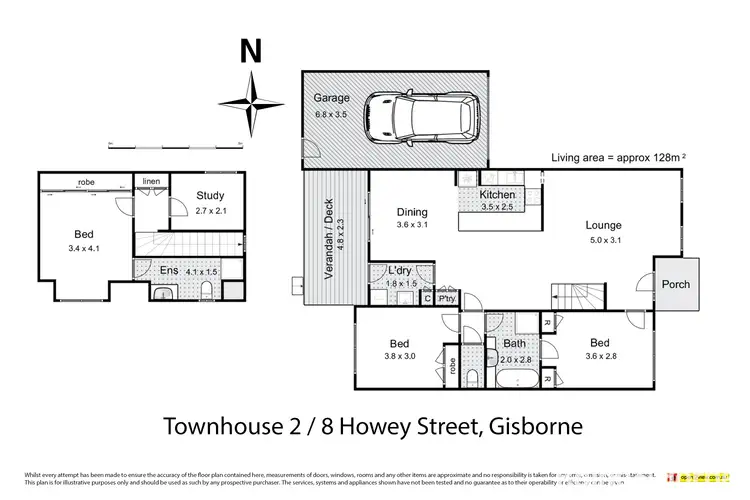 Floorplan of Homely townhouse listing, 2/8 Howey Street, Gisborne VIC 3437