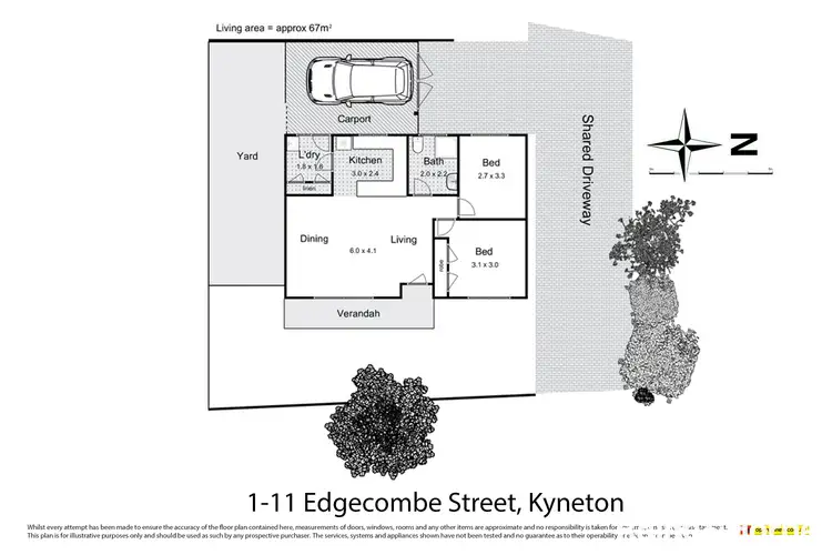 Floorplan of Homely unit listing, 1/11 Edgecombe Street, Kyneton VIC 3444