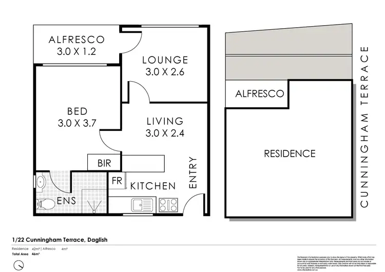 Floorplan of Homely apartment listing, 1/22 Cunningham Terrace, Daglish WA 6008