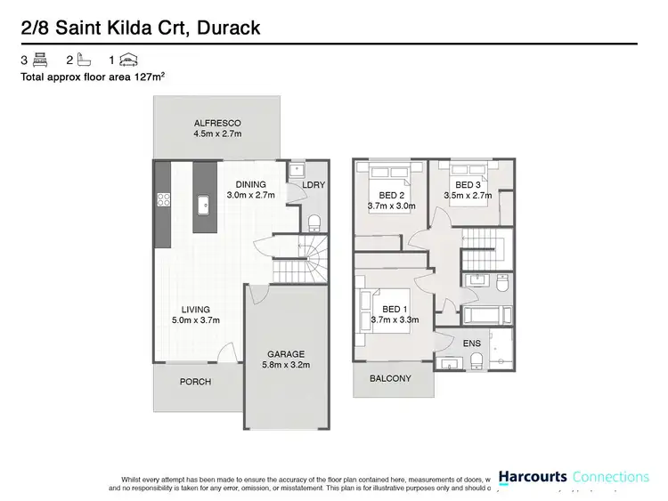 Floorplan of Homely townhouse listing, 2/8 Saint Kilda Court, Durack QLD 4077