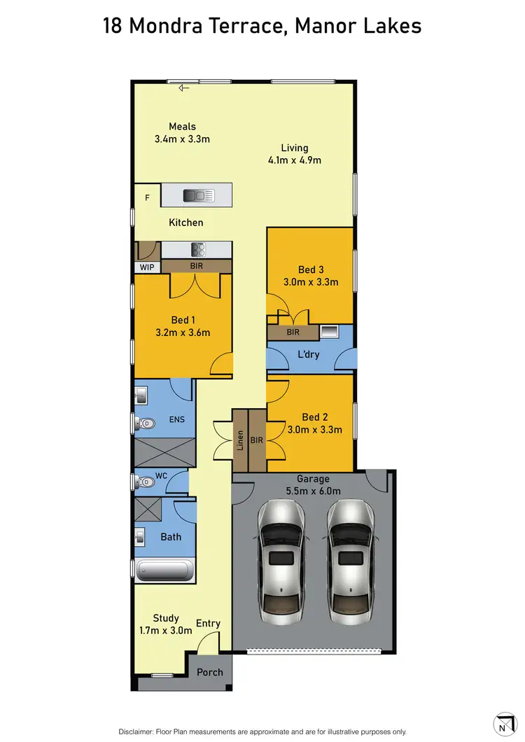 Floorplan of Homely house listing, 18 Mondra Terrace, Manor Lakes VIC 3024