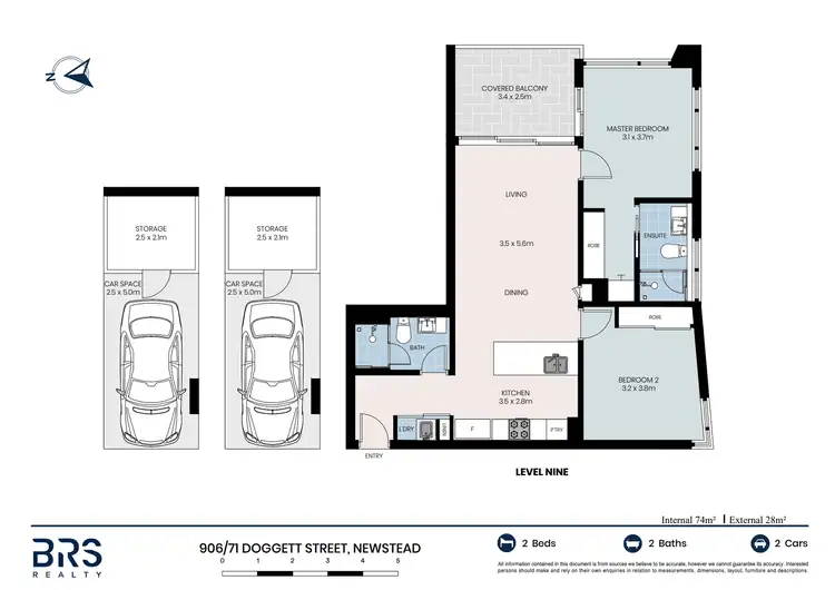 Floorplan of Homely apartment listing, 906/71 Doggett st, Newstead QLD 4006