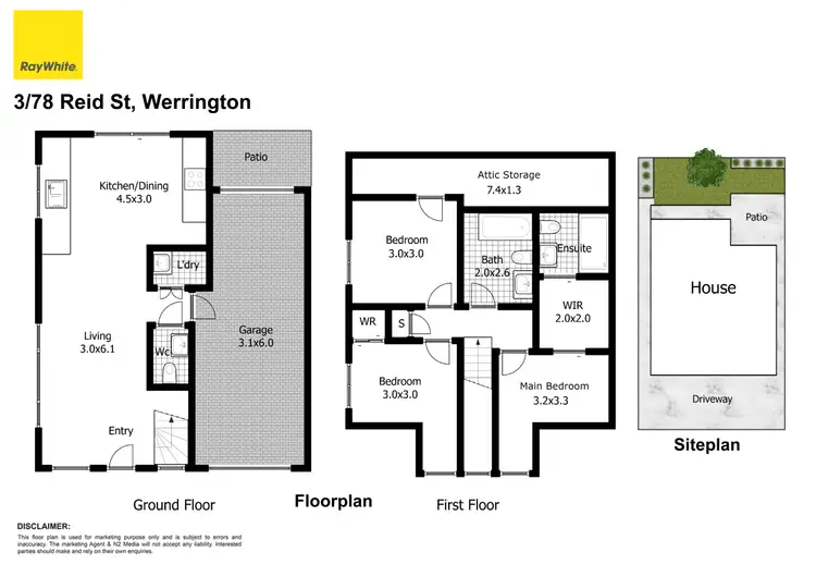 Floorplan of Homely townhouse listing, 3/78 Reid Street, Werrington NSW 2747