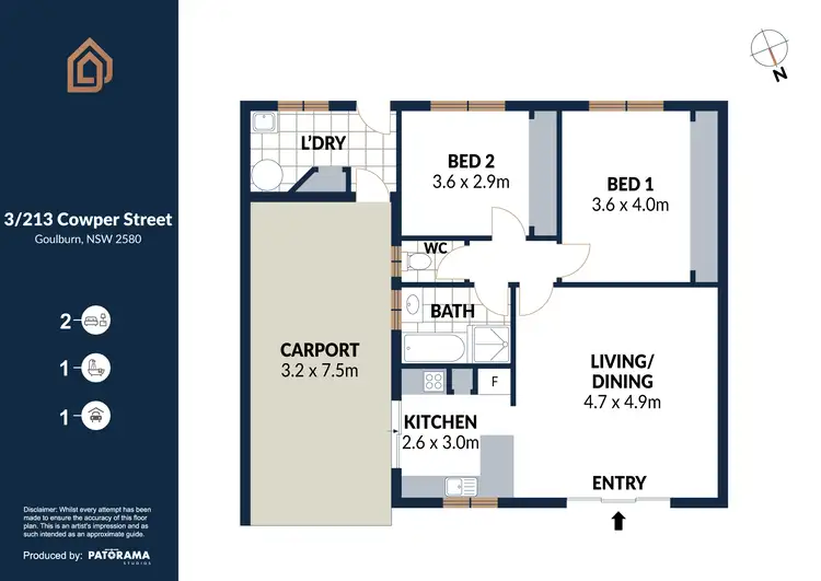 Floorplan of Homely unit listing, 3/213 Cowper St, Goulburn NSW 2580