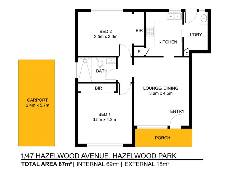 Floorplan of Homely unit listing, 1/47 Hazelwood Avenue, Hazelwood Park SA 5066