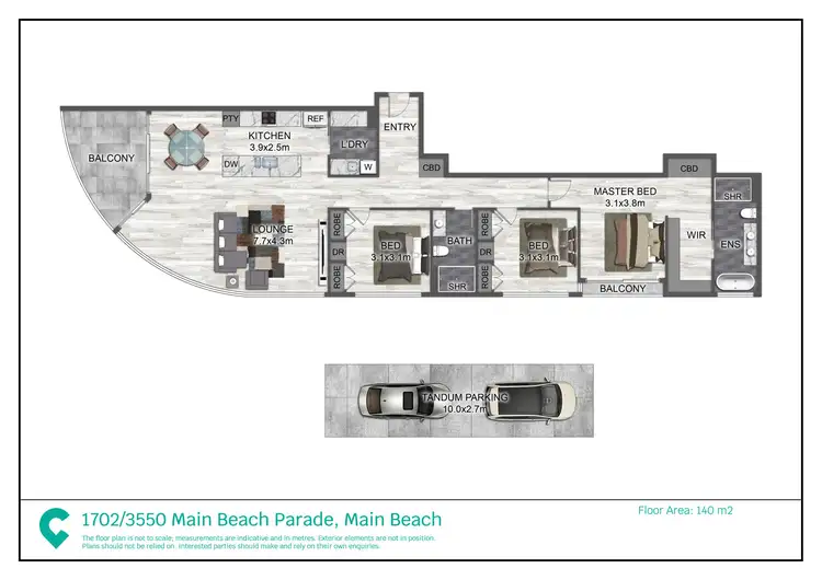 Floorplan of Homely apartment listing, 1702/3552 Main Beach Parade, Main Beach QLD 4217