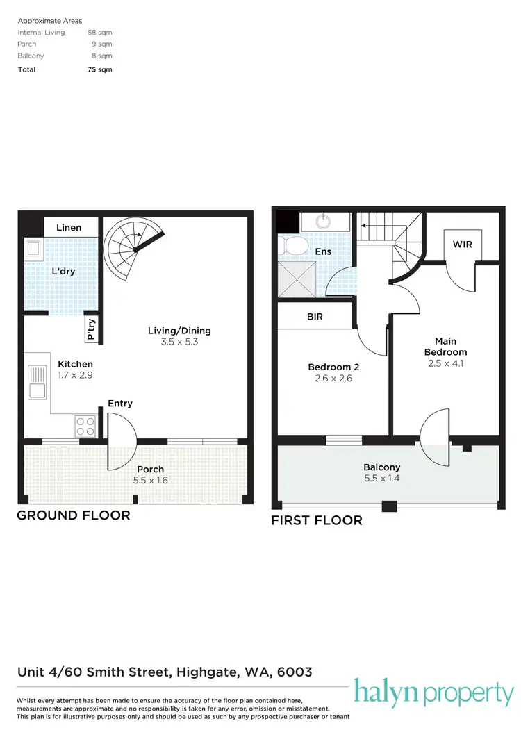 Floorplan of Homely townhouse listing, 4/60 Smith Street, Highgate WA 6003