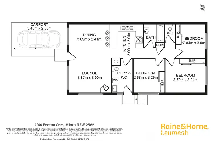 Floorplan of Homely semi-detached listing, 2/60 Fenton Crescent, Minto NSW 2566