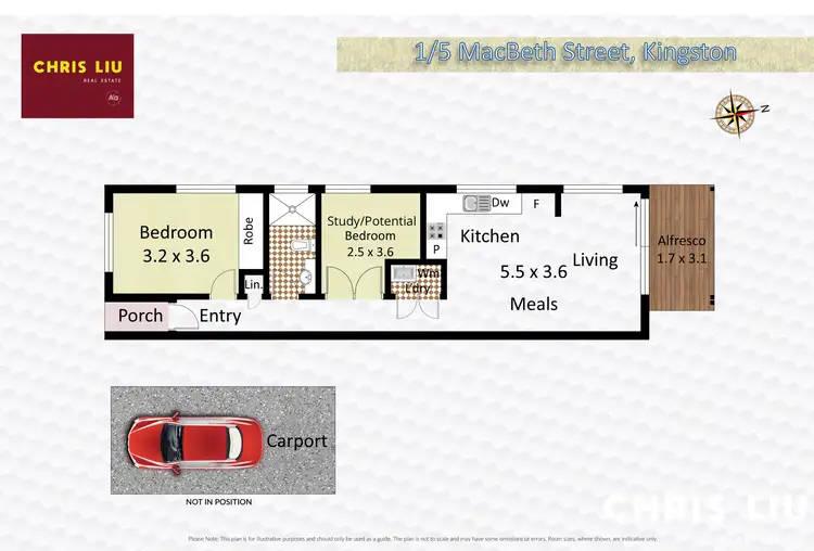 Floorplan of Homely semi-detached listing, 1/5 Macbeth Street, Kingston QLD 4114