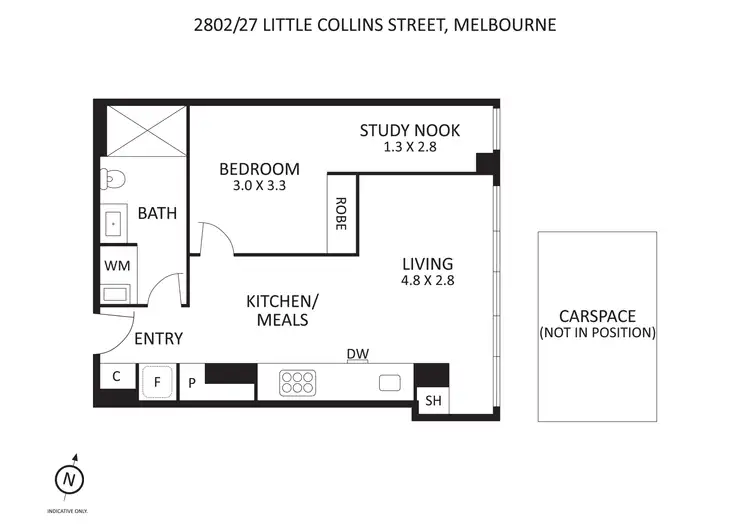 Floorplan of Homely apartment listing, 2802/27 Little Collins Street, Melbourne VIC 3000
