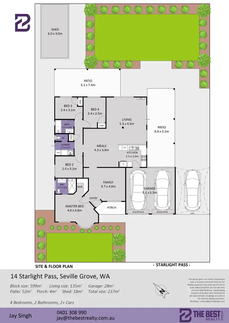 Floorplan of Homely house listing, 14 Starlight Pass, Seville Grove WA 6112