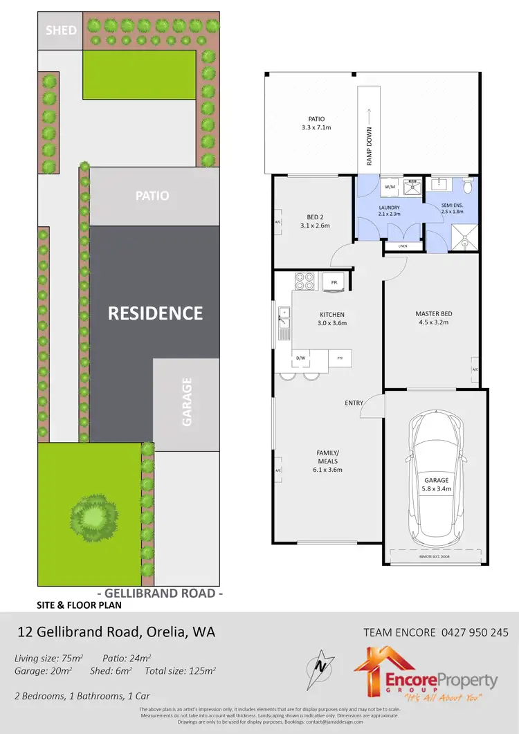 Floorplan of Homely semi-detached listing, 12 Gellibrand Road, Orelia WA 6167