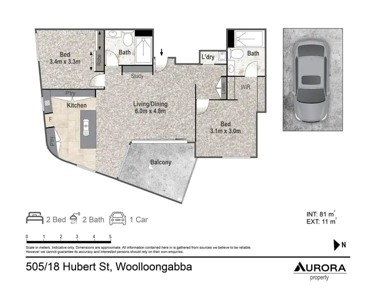 Floorplan of Homely unit listing, 505/18 Hubert Street, Woolloongabba QLD 4102
