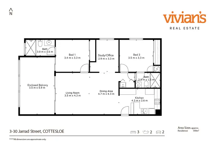 Floorplan of Homely apartment listing, 3/30 Jarrad Street, Cottesloe WA 6011