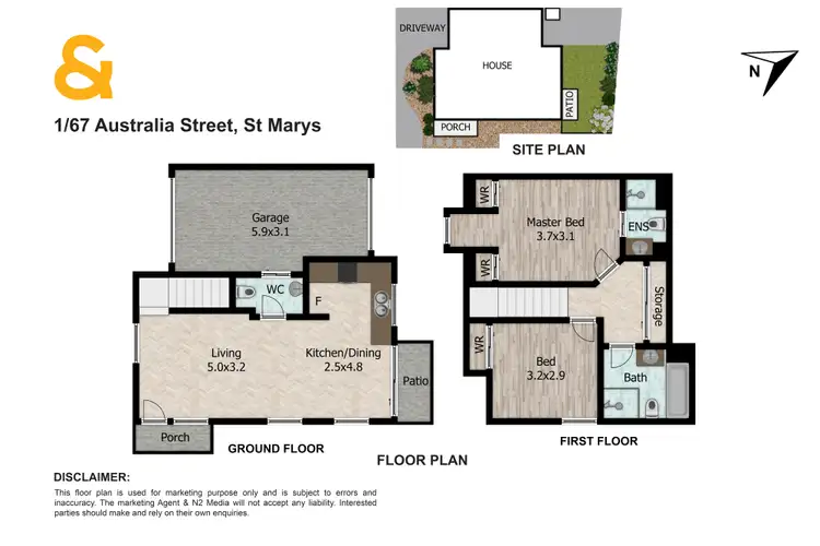 Floorplan of Homely townhouse listing, 1/67 Australia Street, St Marys NSW 2760