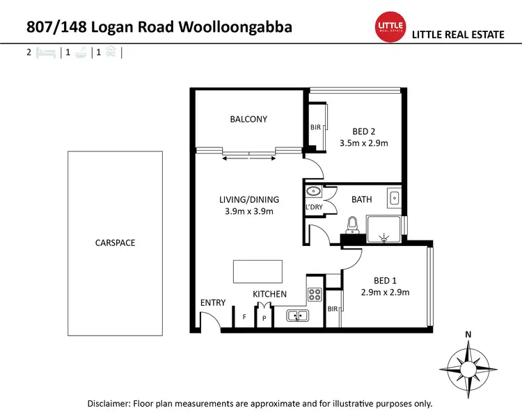 Floorplan of Homely apartment listing, 807/148 Logan Road, Woolloongabba QLD 4102