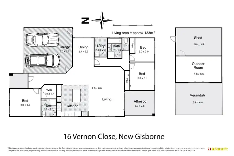 Floorplan of Homely house listing, 16 Vernon Close, New Gisborne VIC 3438
