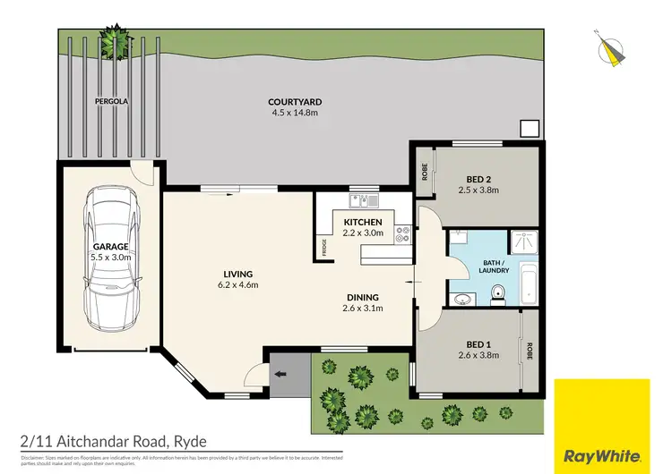 Floorplan of Homely villa listing, 2/11 Aitchandar Road, Ryde NSW 2112