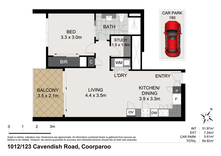 Floorplan of Homely unit listing, 1012/123 Cavendish Road, Coorparoo QLD 4151