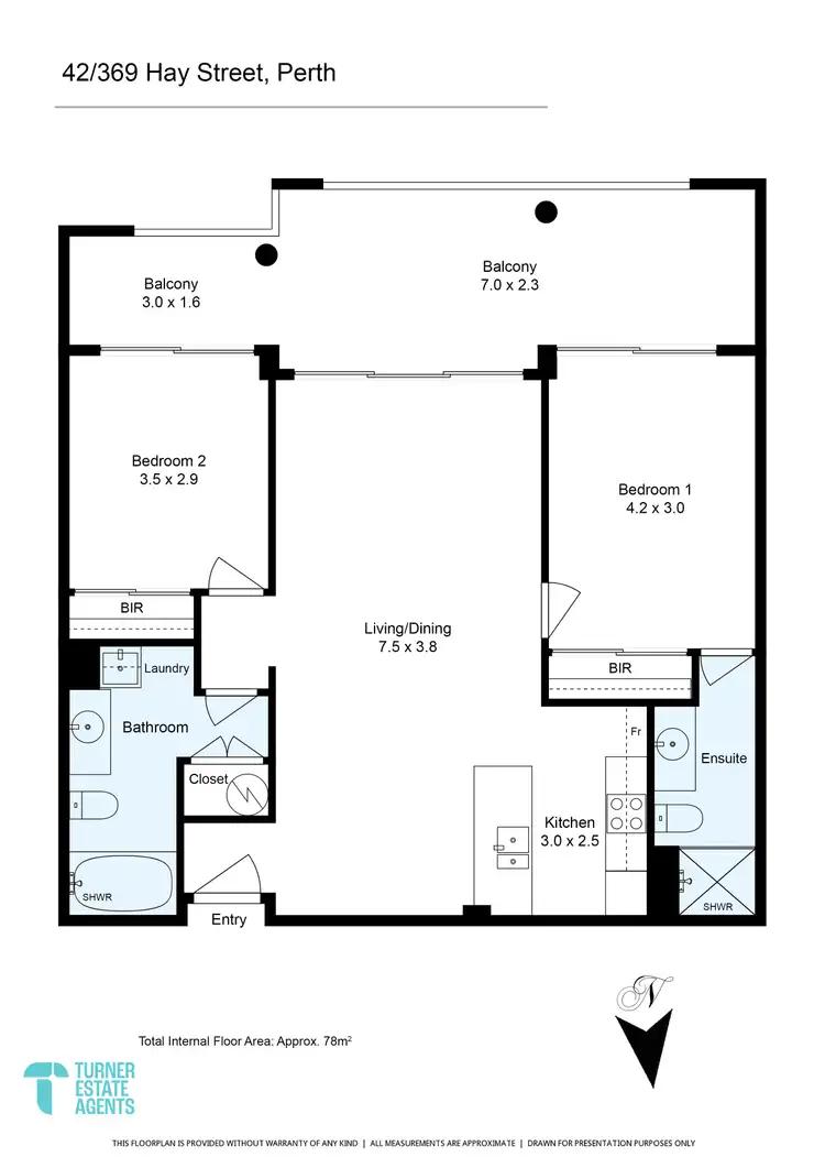 Floorplan of Homely apartment listing, 42/369 Hay Street, Perth WA 6000