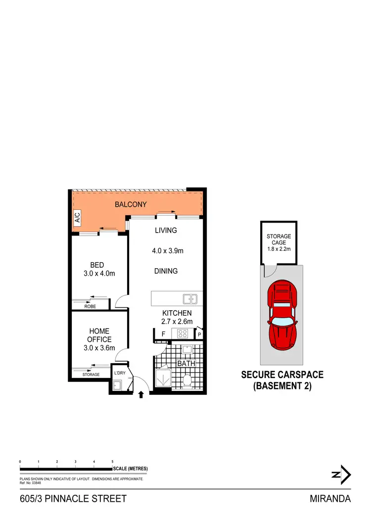 Floorplan of Homely apartment listing, 605/3 Pinnacle Street, Miranda NSW 2228