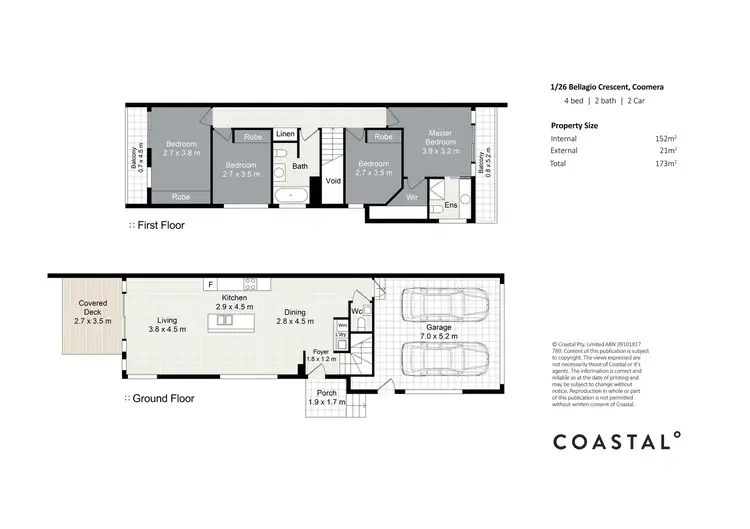 Floorplan of Homely semi-detached listing, 1/26 Bellagio Crescent, Coomera QLD 4209