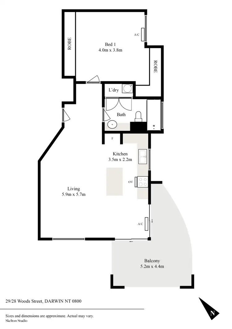 Floorplan of Homely unit listing, 29/28 Woods Street, Darwin City NT 800