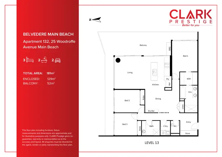 Floorplan of Homely apartment listing, 132/25 Woodroffe Avenue, Main Beach QLD 4217