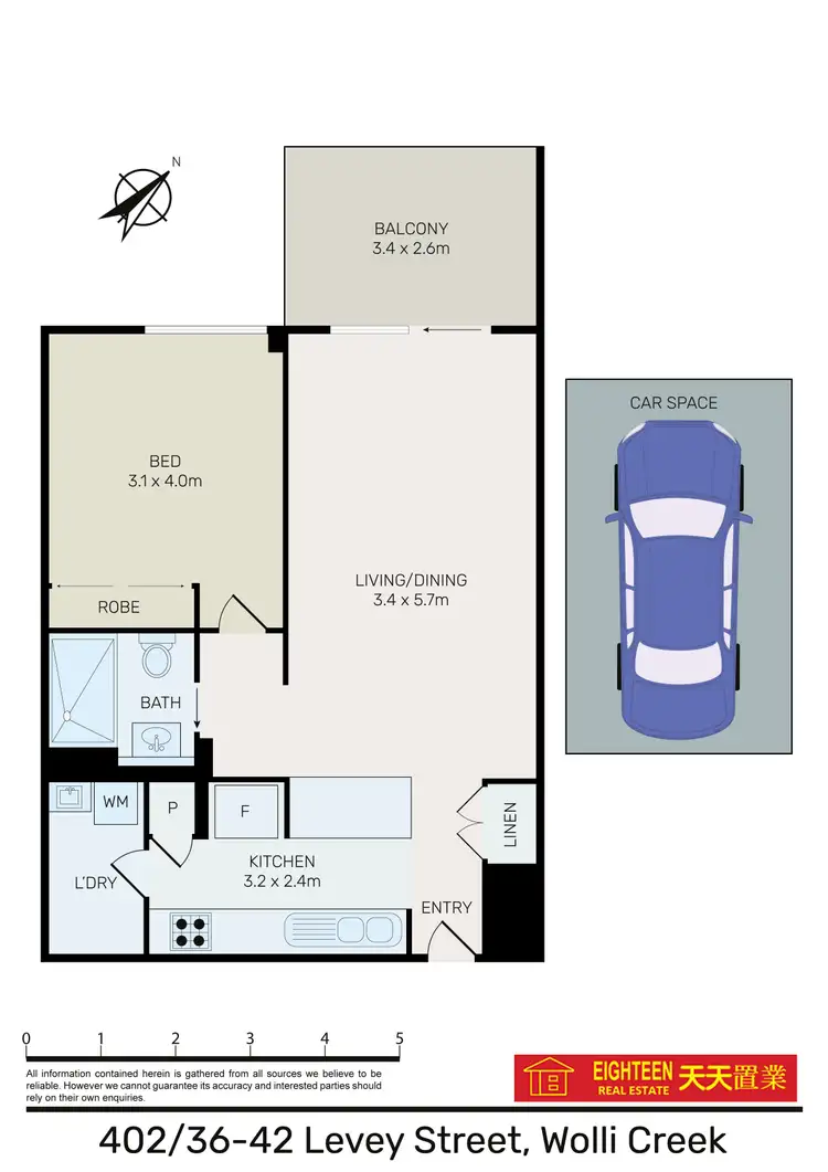 Floorplan of Homely apartment listing, 406/36-42 Levey Street, Wolli Creek NSW 2205
