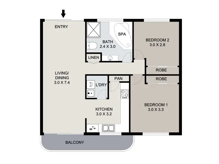 Floorplan of Homely apartment listing, 20/7 Kent Street, West Gladstone QLD 4680
