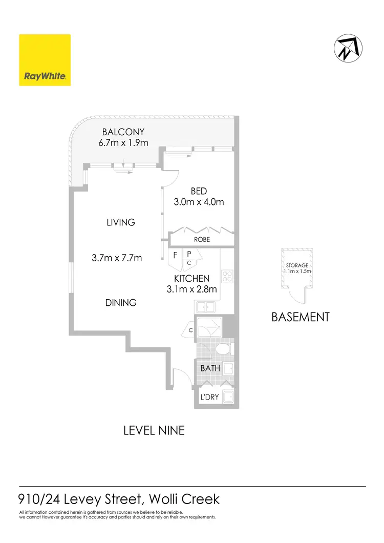 Floorplan of Homely apartment listing, 910/24 LEVEY Street, Wolli Creek NSW 2205