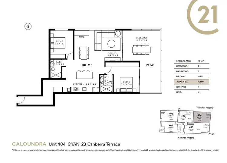 Floorplan of Homely unit listing, Unit 404 'Cyan' 23 Canberra Terrace, Kings Beach QLD 4551