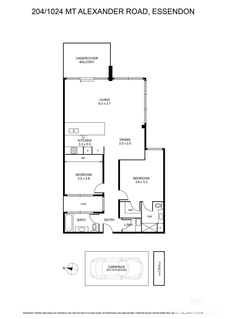Floorplan of Homely apartment listing, 204/1024 Mt Alexander Road, Essendon VIC 3040