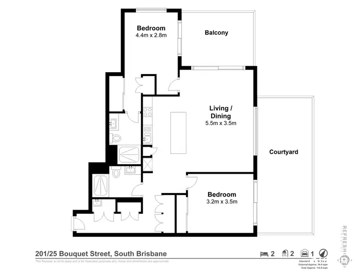Floorplan of Homely unit listing, 201/25 Bouquet Street, South Brisbane QLD 4101