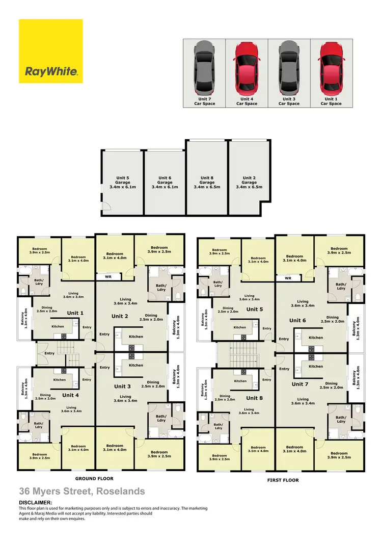 Floorplan of Homely block of units listing, 36 Myers Street, Roselands NSW 2196
