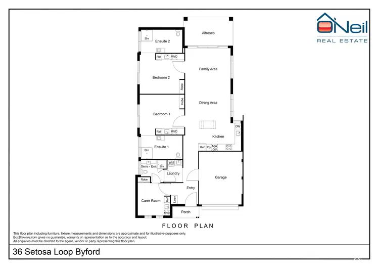 Floorplan of Homely house listing, 36 Setosa Loop, Byford WA 6122