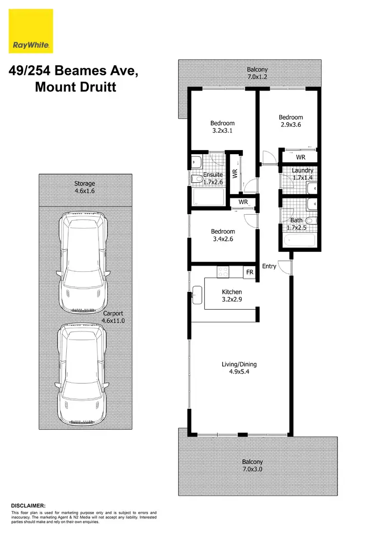 Floorplan of Homely apartment listing, 49/254 Beames Avenue, Mount Druitt NSW 2770